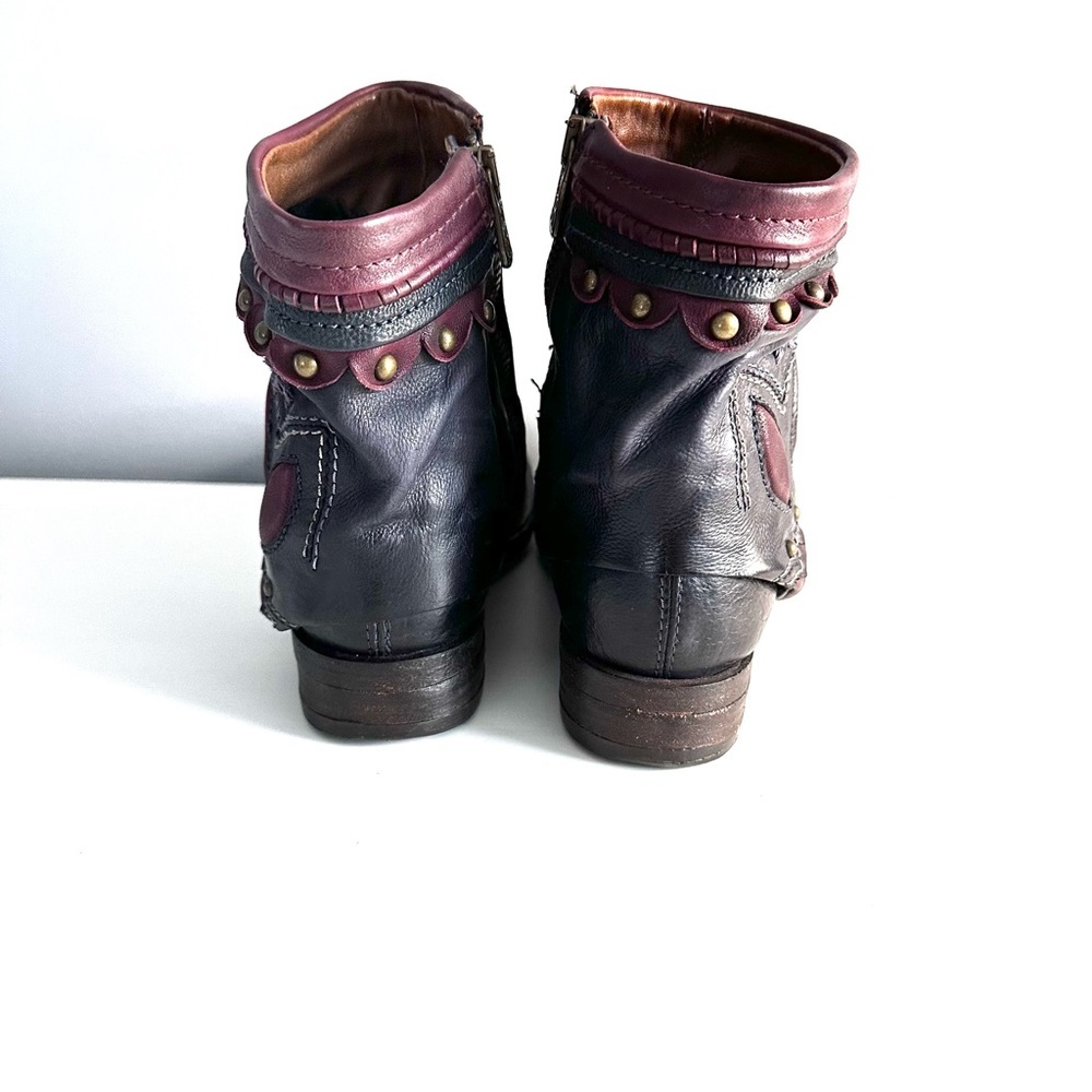 A.S.98 Black and Burgundy Ankle Boots - Picture 4 of 16